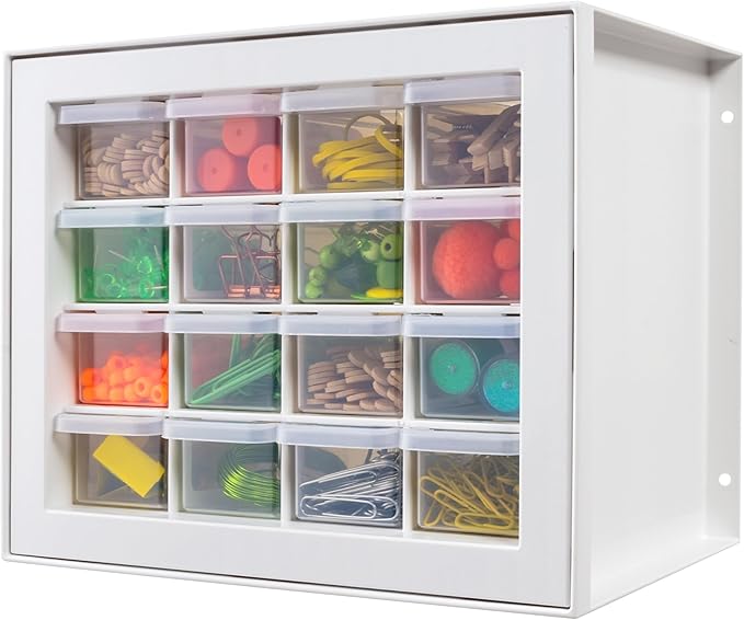IRIS USA Small Plastic Storage Drawers, 16-Drawer Organizer, Made in USA