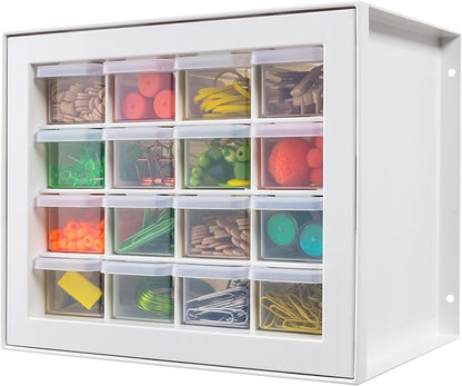 IRIS USA Small Plastic Storage Drawers, 16-Drawer Organizer, Made in USA