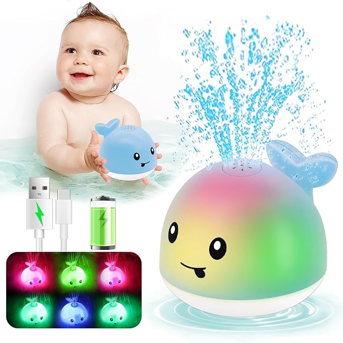 Bath Toys for Babies 6-12 Months - Water Table Accessories Pool Toys for Toddlers 1-3 - Light Up Whale Bath Toy Sprinkler - Bathtub Bathtime Fountain Baby Shower Toy 1st Birthday Girls Boys Gifts