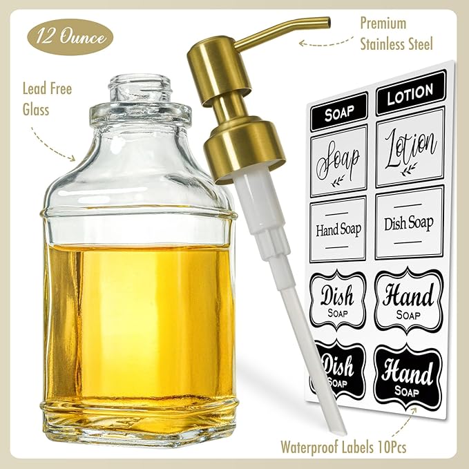JASAI Antique Square Glass Soap Dispenser