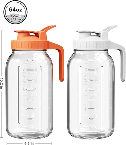 2 Pack Glass Mason Jar Pitcher