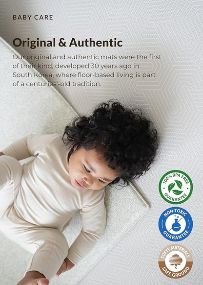 Baby Care Play Mat (Medium, Hygge - Twig & Maze) 73’’ x 49’’ Original One-Piece Reversible Rollable Waterproof Play Mat for Infants, Babies, Toddler, and Kids
