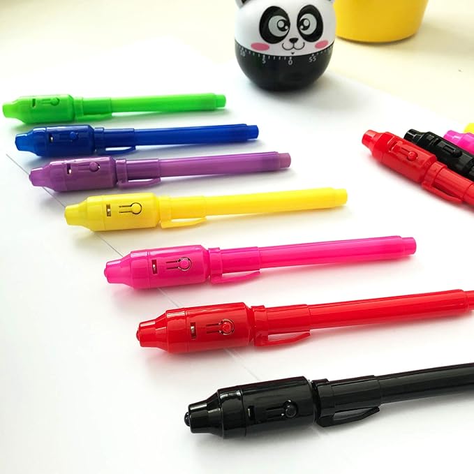 SCStyle Invisible Ink Pen 60Pcs Spy Pen with UV Black Light Magic Spy Marker Kid Pens for Secret Message and Birthday Party,Writing Secret Message for Easter Day Halloween Christmas Party Bag Gift