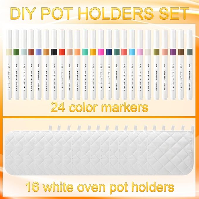 40 Pcs Pot Holder Bulk for Craft Set Including 16 White Pot Holders Oven Mitts