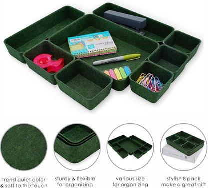 Welaxy Desk drawer organizer bins shallow trays felt storage desktop box