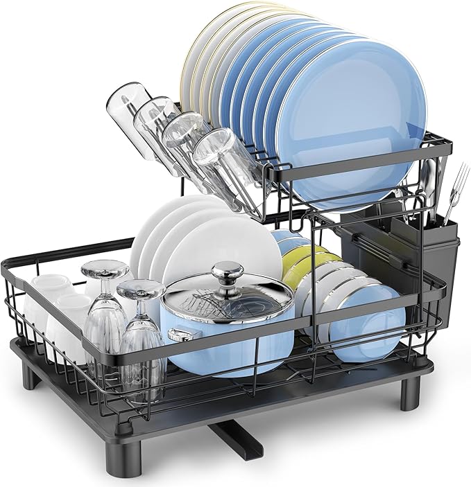 Small 2 Tier Dish Drying Rack, Space Saving Dish Racks