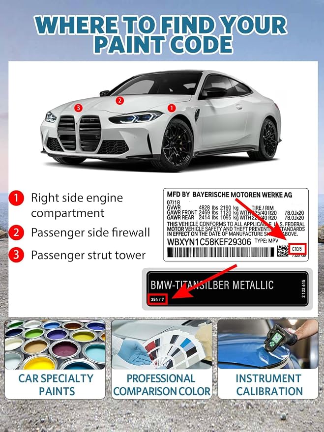 C4W/C54 Skyscraper Grey Metallic Touch Up Paint for BMW, Car Paint Scratch Repair Remover Pen Color Exact Match, Quick and Easy Fix Automotive Chips and Nicks Scuff Repair