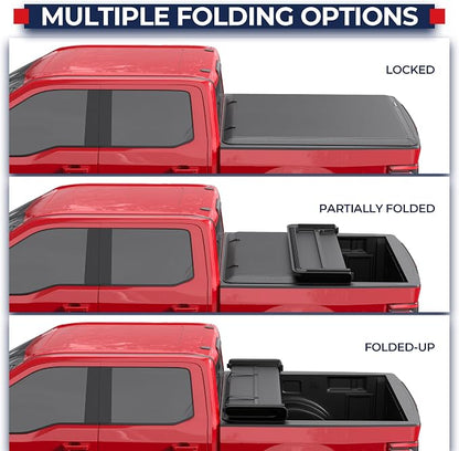 MOSTPLUS 5.5FT Tri 3-Fold Soft Fold Truck Bed Tonneau Cover Compatible for 2009-2014 Ford F150 F-150 Styleside (Excl Raptor Series) 67Inch