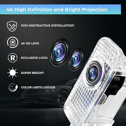 Car Door Light Logo Projector, Upgraded 4K HD LED Lights Compatible with A1/A3/A4/A5/A6/A7/A8/Q3/Q5/Q7/Q8/R8/TT Series Car Accessories (AU-DII-RED TEXT-4PC)