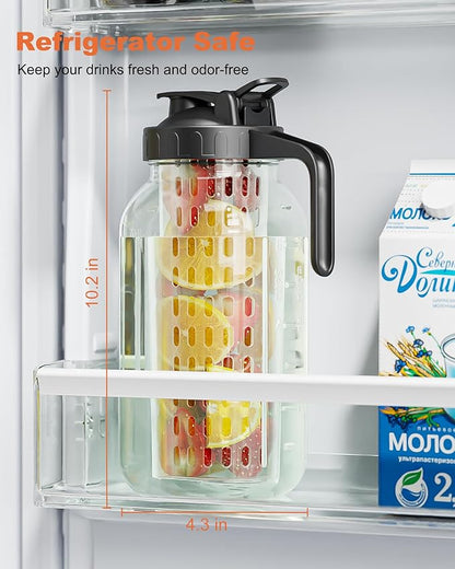 64oz Glass Mason Jar Pitcher – Airtight & Leakproof Glass Pitcher