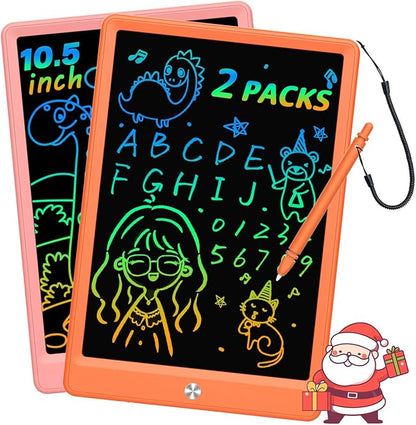 LCD Writing Tablet Doodle Board, Colorful Drawing Pad, Electronic Drawing Tablet, Drawing Pads,Travel Gifts for Kids Ages 3 4 5 6 7 8 Year Old Girls Boys (10.5 inch, Orange+Pink)
