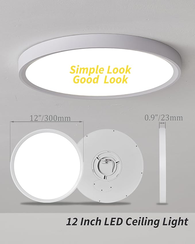 6pack 12 Inch Flush Mount Ceiling Light, 24w Led Ceiling Light,