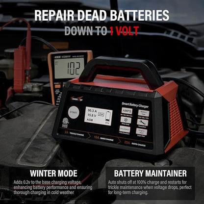 TowerTop 2/10/25 Amp 12V Smart Car Battery Charger, Fully Automatic Battery