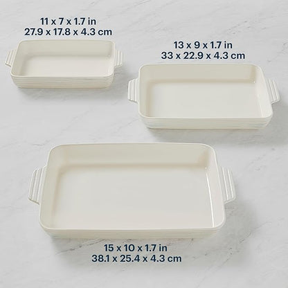 Pyrex 3-Piece Ceramic Bakeware Set, Nonstick Casserole Dish