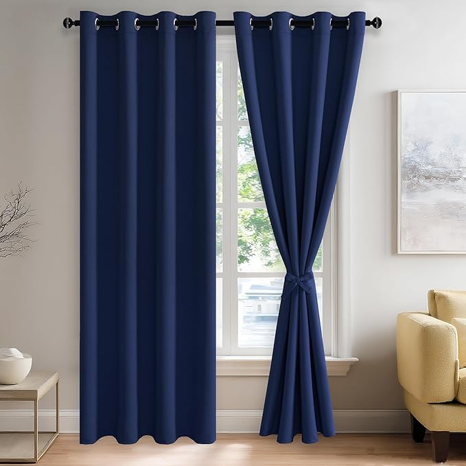 JIUZHEN Navy Blue Blackout Curtains