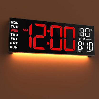 JALL 16" Large Digital Wall Mount Clock, Count Down Timer, Big LED, RGB Color