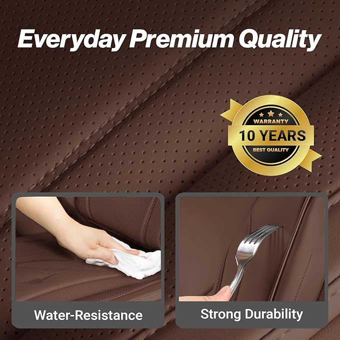 Coverland Custom SUV Car Seat Covers Front Seats for [2011-2020 Kia Sportage] - Protector Car Seat Cover Water Resistant Leather Memory Form Back Support Seat Cushion [Front-Dark Brown]