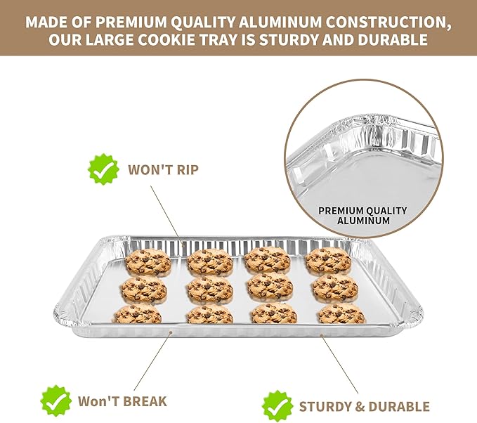 24 Pack 16 x 11 inch Aluminum Disposable Cookie Sheets