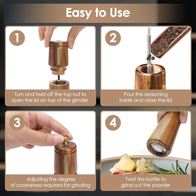 Wooden Salt and Pepper Grinder Set
