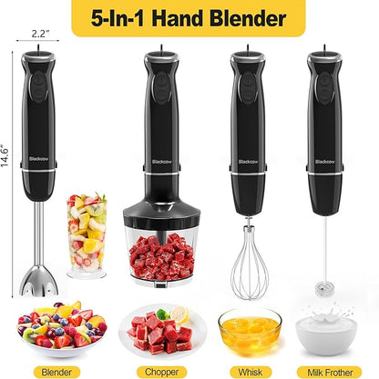Immersion Blender Set for Kitchen, 500W Extra Quiet Emulsion Blender Handheld