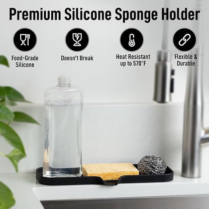 Zulay Kitchen Large Silicone Sponge Holder – Flexible Sink Organizer Tray