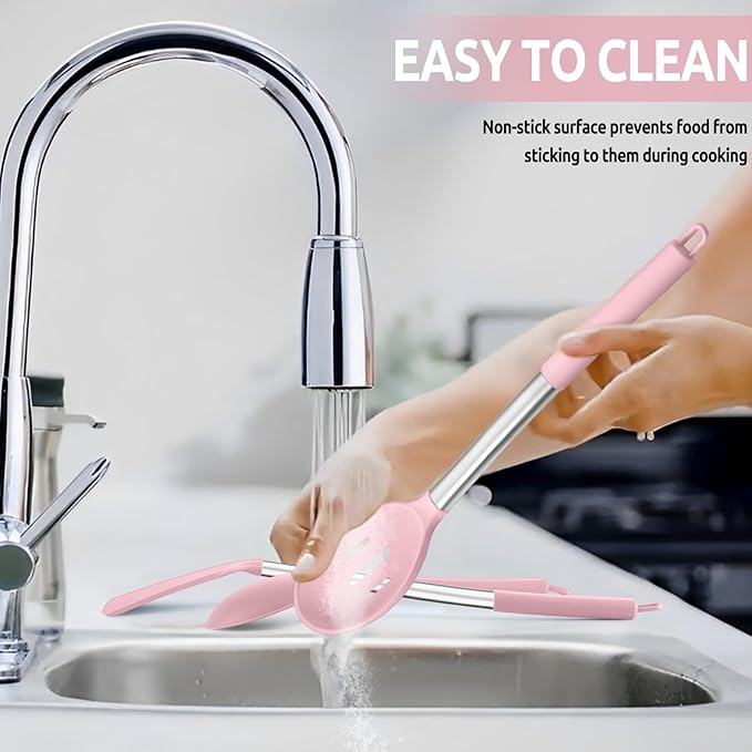 E-far Cooking Utensils Set of 4, Silicone Kitchen Utensils
