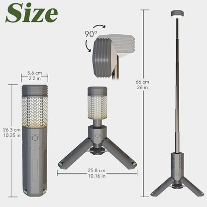 Telescopic Camping Light with Stand, 10500mAh Rechargeable Camping Lantern,Dimmable Portable Flashlight with Storage Bag,Magnetic Waterproof Work Light for Hiking Fishing Emergency Garage Outdoor Work