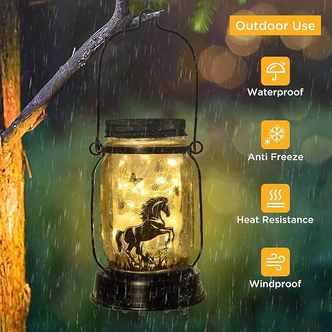 Horse Gifts for Women/Men Horse Lovers Solar Lantern Mom Birthday, Mothers Day, Christmas Gifts, Solar Garden Decoration Outside for Yard, Patio,Backyard,Porch