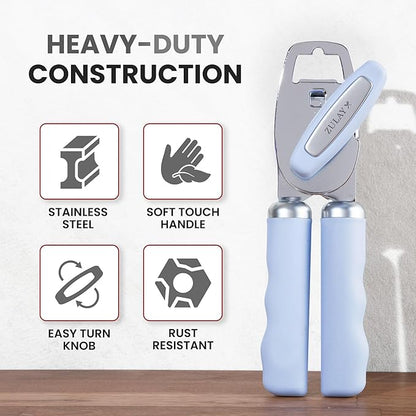 Zulay Kitchen Manual Can Opener with Bottle Opener with Turn Knob