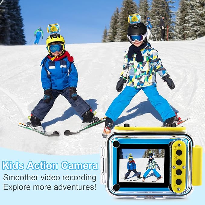 GKTZ Kids Camera - Waterproof Underwater Camera for Kids, Christmas Birthday Gifts for Boys Age 3-12, 1080P HD Children Digital Action Camera, Pool Toys for Kids Age 4-12