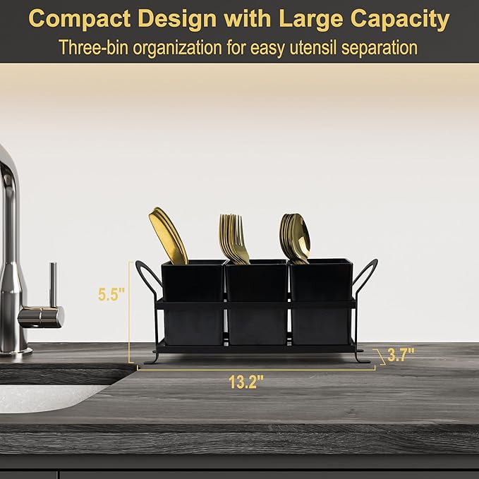 ECOIOU Cutlery Holder with Drain Holes, Dishwasher Safe Silverware Caddy