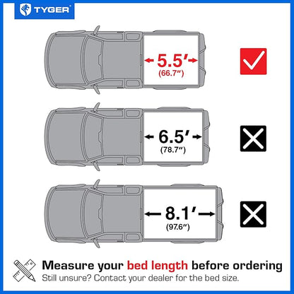 Tyger Auto T3X Soft Tri-Fold in Fabric Truck Bed Tonneau Cover Compatible with 2014-2021 Toyota Tundra | 5.5' (67") Bed | TG-BC3T1432X