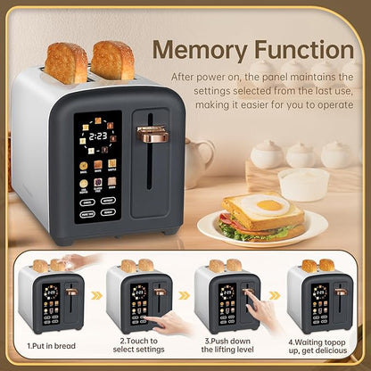 SEEDEEM Toaster 2 Slice, Full Touch Control Stainless Toaster, LCD Display