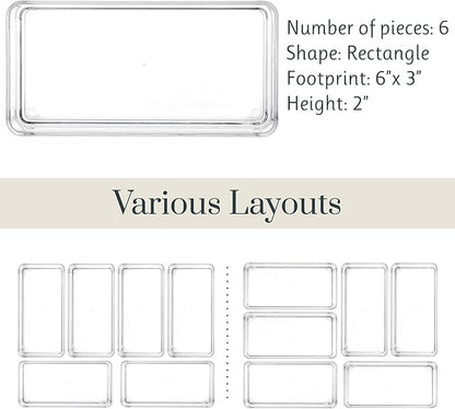 STORi SimpleSort 6-Piece Stackable Clear Drawer Organizer Set | 6" x 3" x 2"