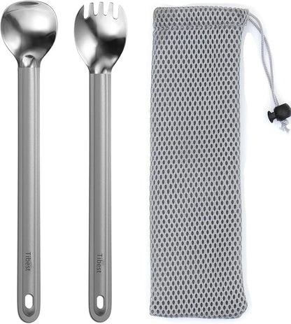 Titanium Spork Long Handle, Ultra Lightweight Camping Utensil for Backpacking Camping, Hiking, Outdoors