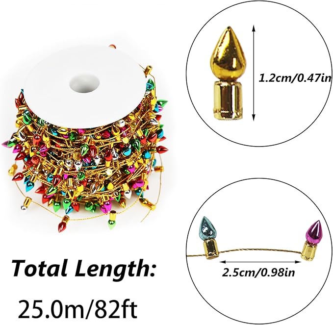 Orgrimmar Fake Light String Christmas Decoration Doll House Miniature Furniture Accessories String Lights (Mini Light String 25m, Plastic)