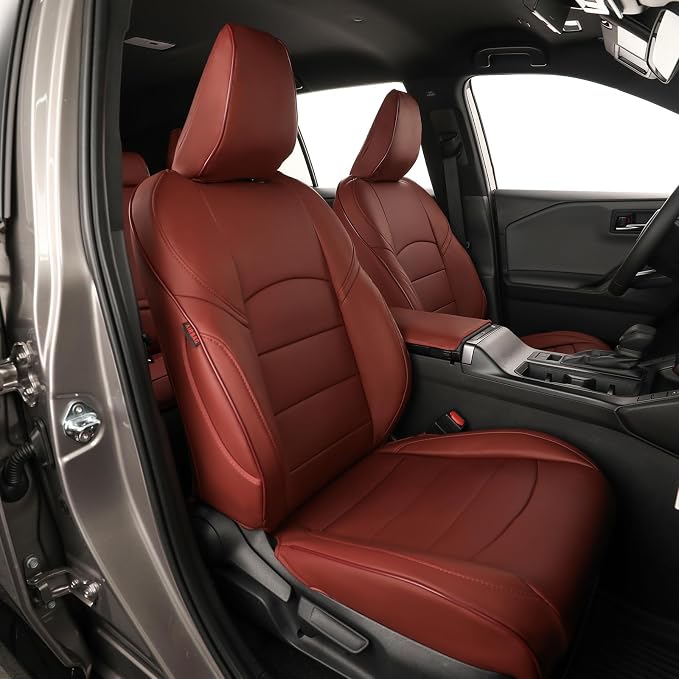 EKR Rav4 Seat Covers Custom Fit for Toyota Rav4 (Hybrid) Woodland/Limited 2026, Leather Car Seat Cover Full Set for SUV,Faux Leather(Burgundy)
