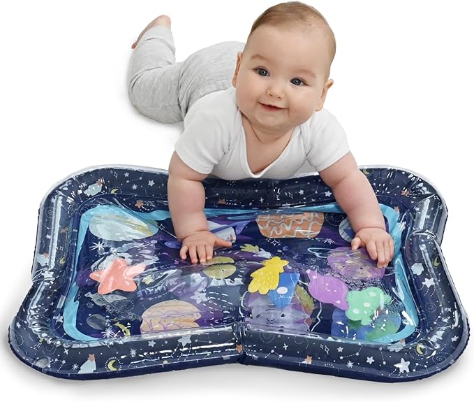 The Peanutshell Tummy Time Water Play Mat for Babies, Girls or Boys - High Contrast Sensory Developmental Toy, Infant Baby Floor Toys Games, Baby Essentials Must Haves - Space