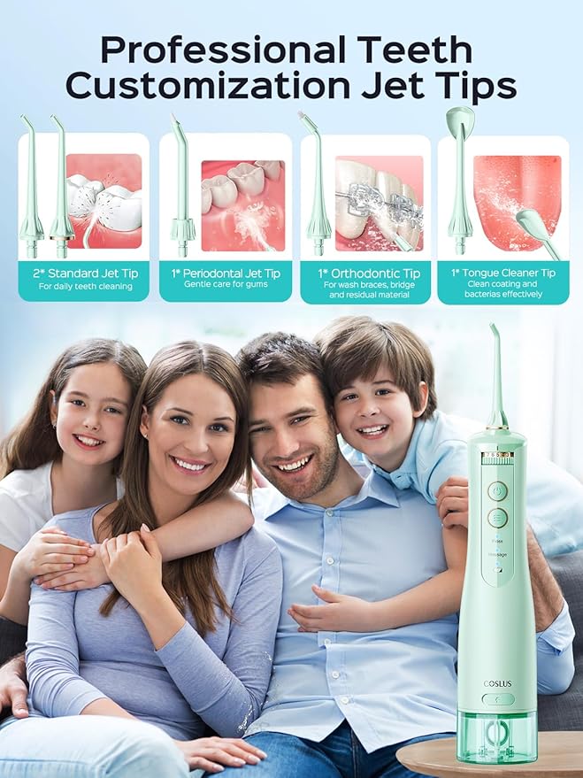 COSLUS Portable Water Flosser for Teeth: 10 Pressure Settings Professional