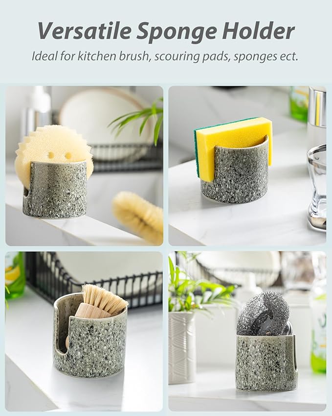 Zoeeker Kitchen Sponge Holder, Ceramic Dish Sponge Holder Scrubby Daddy