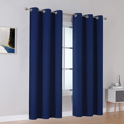 DUALIFE Navy Blue Blackout Curtains 84 Inch Length