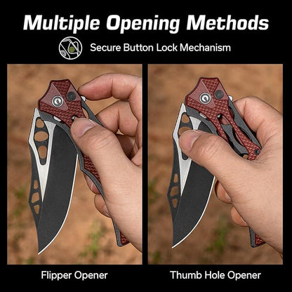 CIVIVI Pocket Knife for Men, Biophase Flipper Tactical Folding Knife, 3.48" Nitro-V Blade Aluminum with G-10 Handle, Lightweight Skeletonized EDC Knife for Camping Hunting, C23083C-1 (Burgundy)