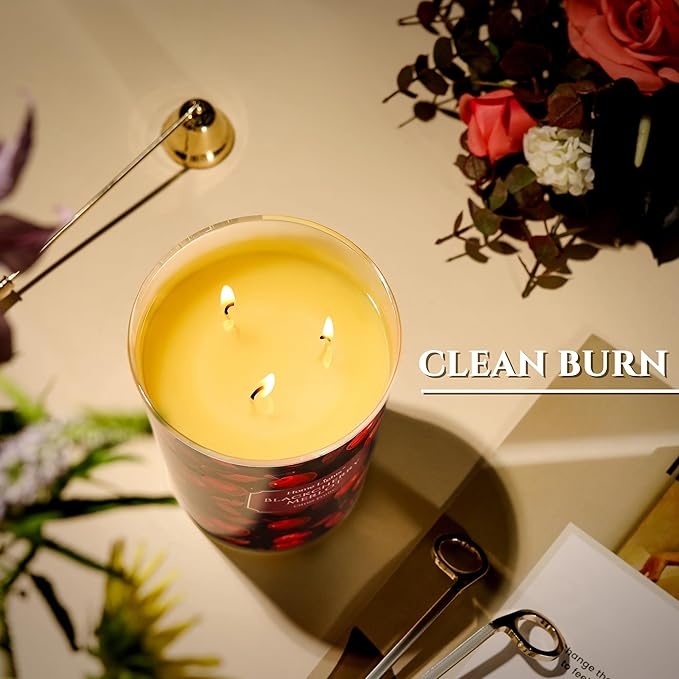 HomeLights Soy Wax Candles for Home Scented, 3-Wick Candles in Blackcherry Merlot Scented, Aromatherapy Candles Gift for Parties, Relaxing, Eclectic Mixed Styles, 34oz