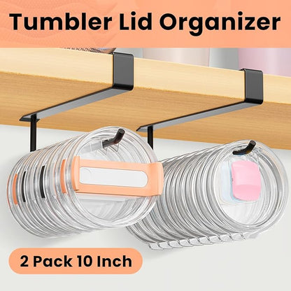 2 Pack Large Tumbler Lid Organizer, Under Cabinet Cup Lid Holder