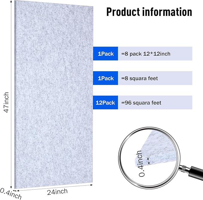 12 Pack Large Acoustic Panels