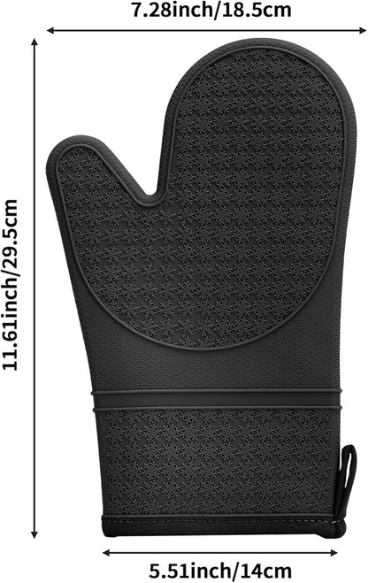 Hovico Silicone Oven Mitts, Heat Resistant 500F Kitchen Mitts 2PCS, 11.6"