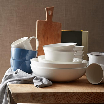 DOWAN 11.5" Large Serving Bowls, 3.2 Qt White Serving Platter, Big Ceramic Centerpiece Bowls, Microwave & Dishwasher Safe, Set of 2