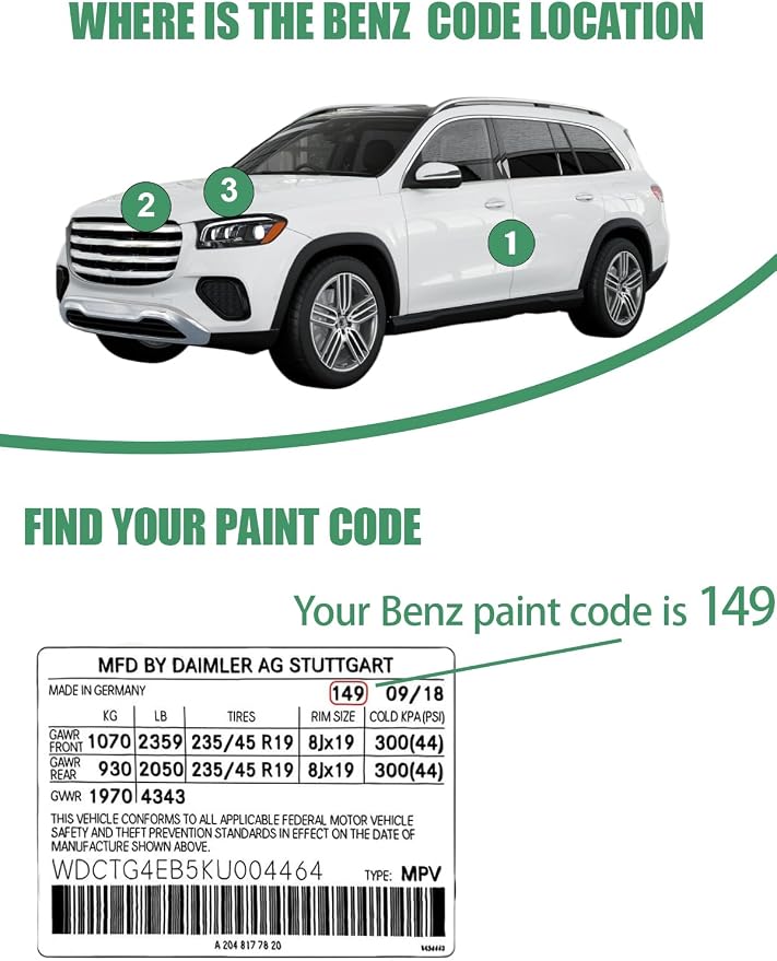 590/3590 Mars Red Touch Up Paint for Mercedes Benz, Color Accurate Car Paint Scratch Repair Pen, Quick & Easy Fix Automotive Chips and Nicks