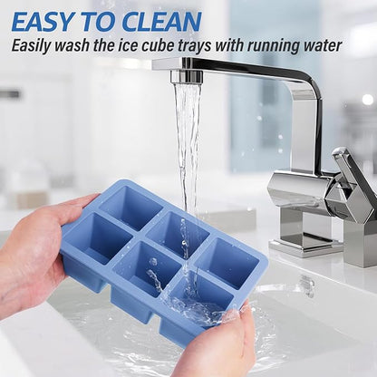 mossime Large Ice Cube Molds: 3pack Square Whiskey Silicone Ice Cube Trays