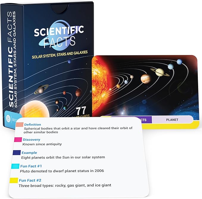 75 Space Flash Cards – STEM Learning Resource - Solar System, Stars, Galaxies, Planets, Satellites, Universe - Astronomy Flashcards for Science Students & Future Astronauts – Grade School & Homeschool